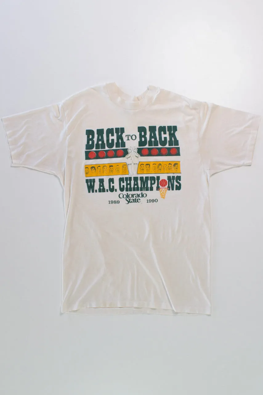 1989-1990 Colorado State Basketball Single Stitch T-Shirt