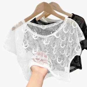 Crescent Moon Small Fishnet Crop Top