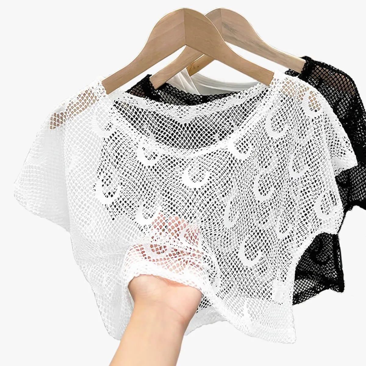 Crescent Moon Small Fishnet Crop Top