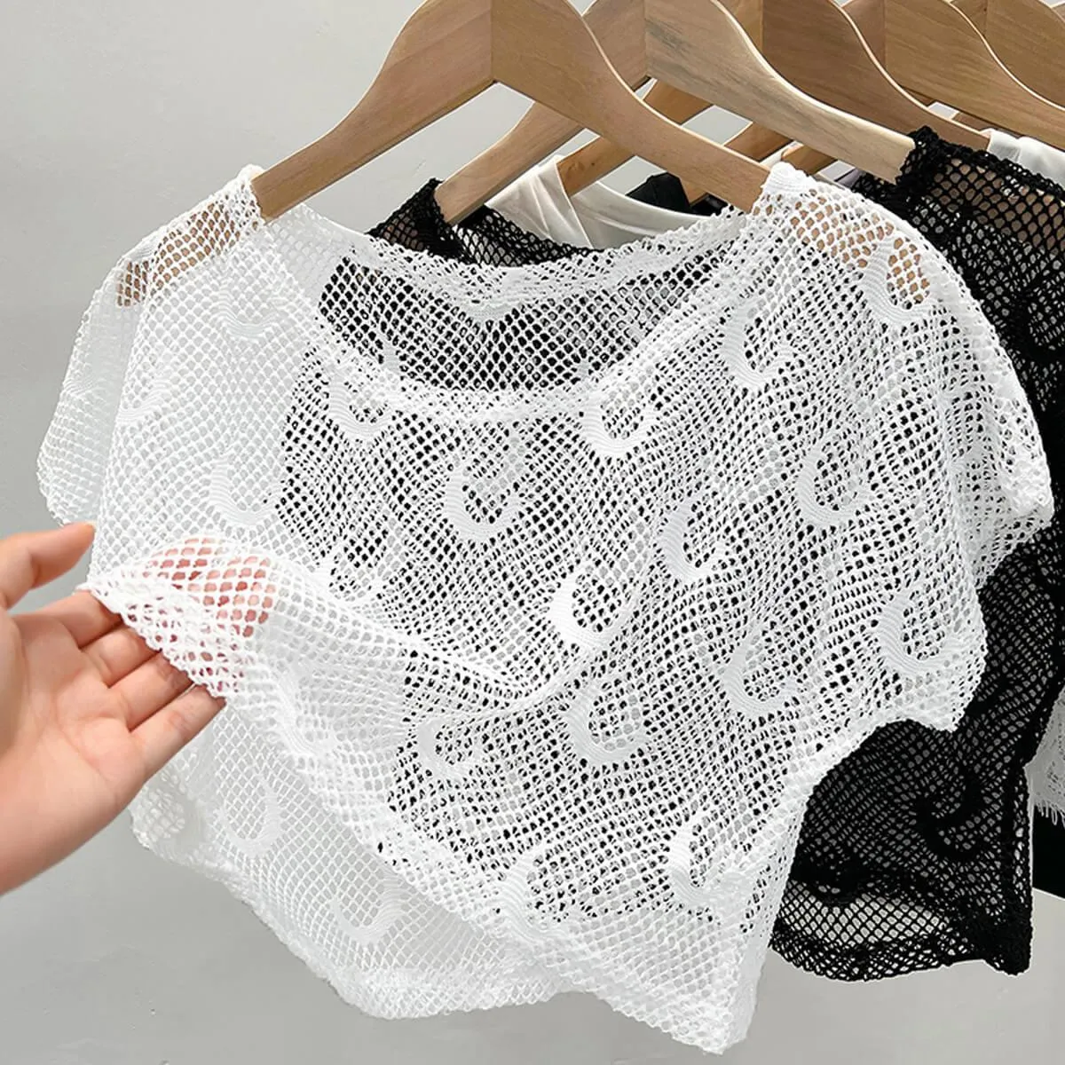 Crescent Moon Small Fishnet Crop Top