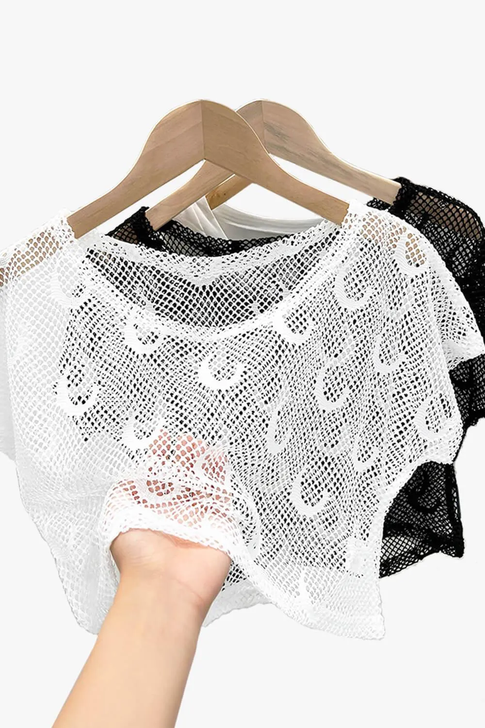 Crescent Moon Small Fishnet Crop Top