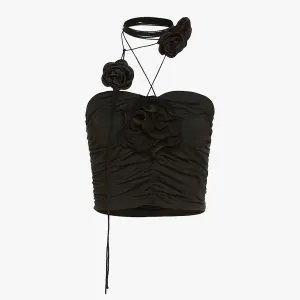 Deadly Black Roses Tube Crop Top