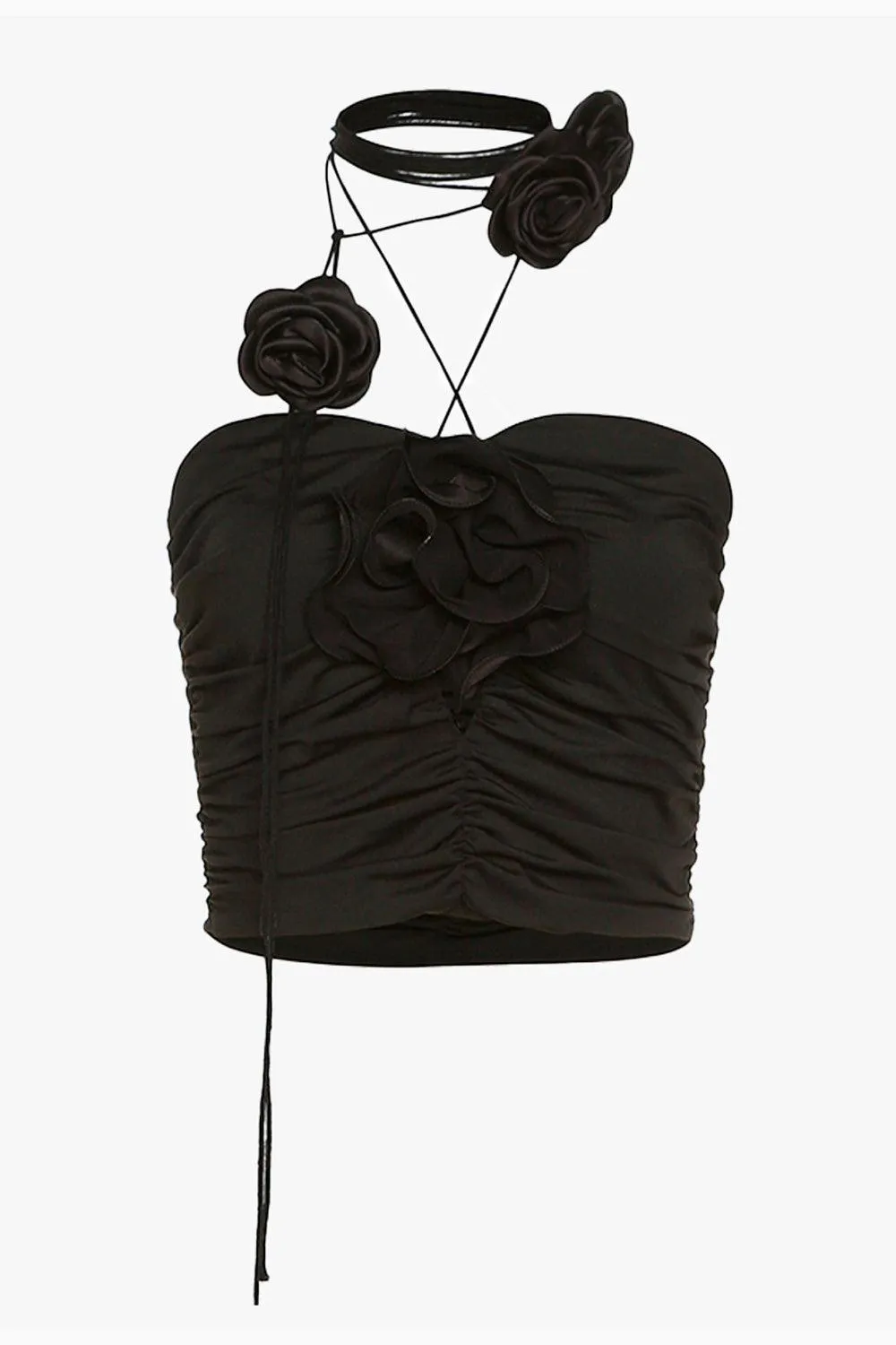 Deadly Black Roses Tube Crop Top