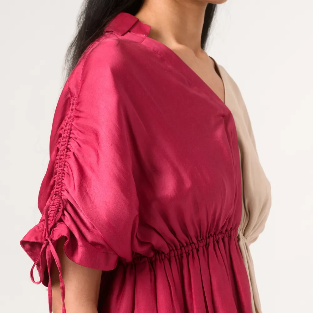 Ecru Wine Half Blouse | Bemberg Modal Silk | Sleek Style