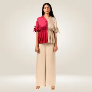 Ecru Wine Half Blouse | Bemberg Modal Silk | Sleek Style