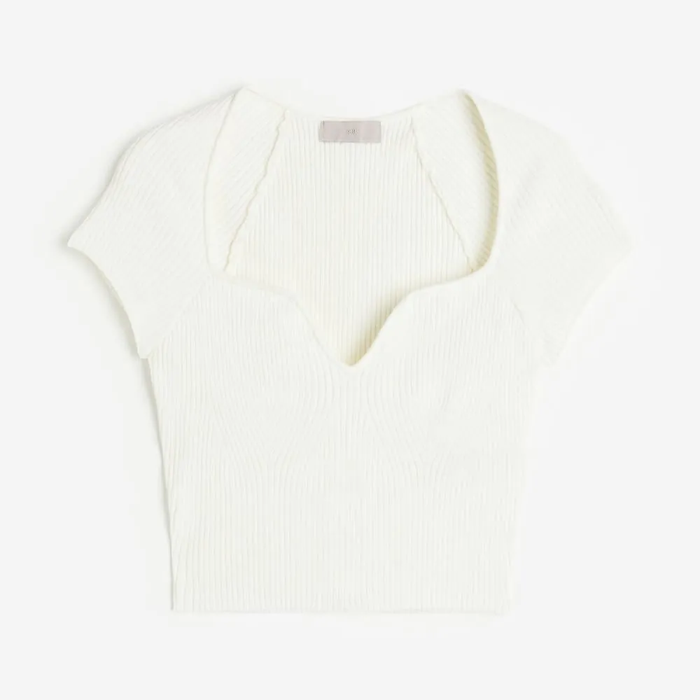 H&M Rib-knit top, white