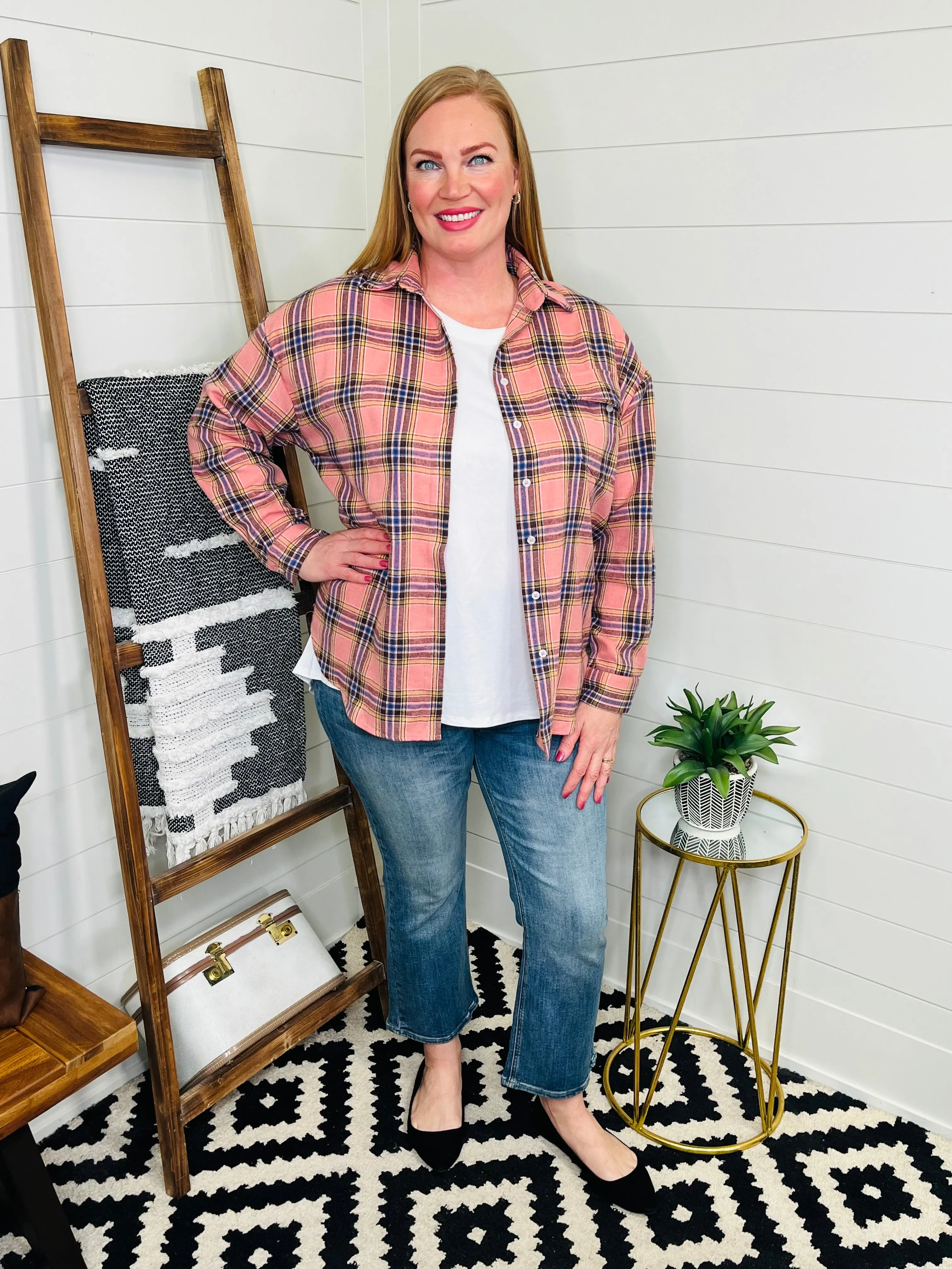 Love Lindsey Pink Plaid Button Up