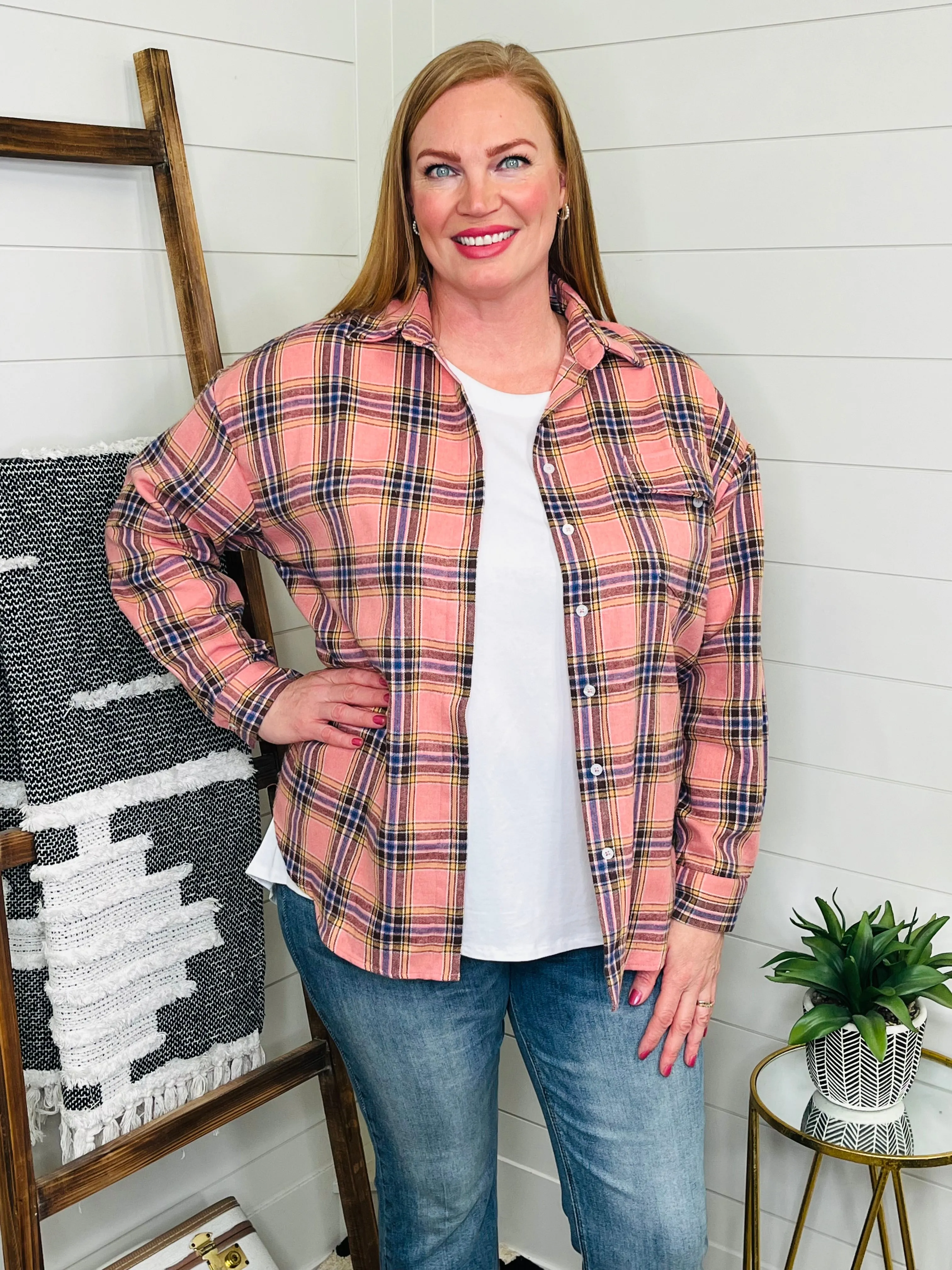 Love Lindsey Pink Plaid Button Up