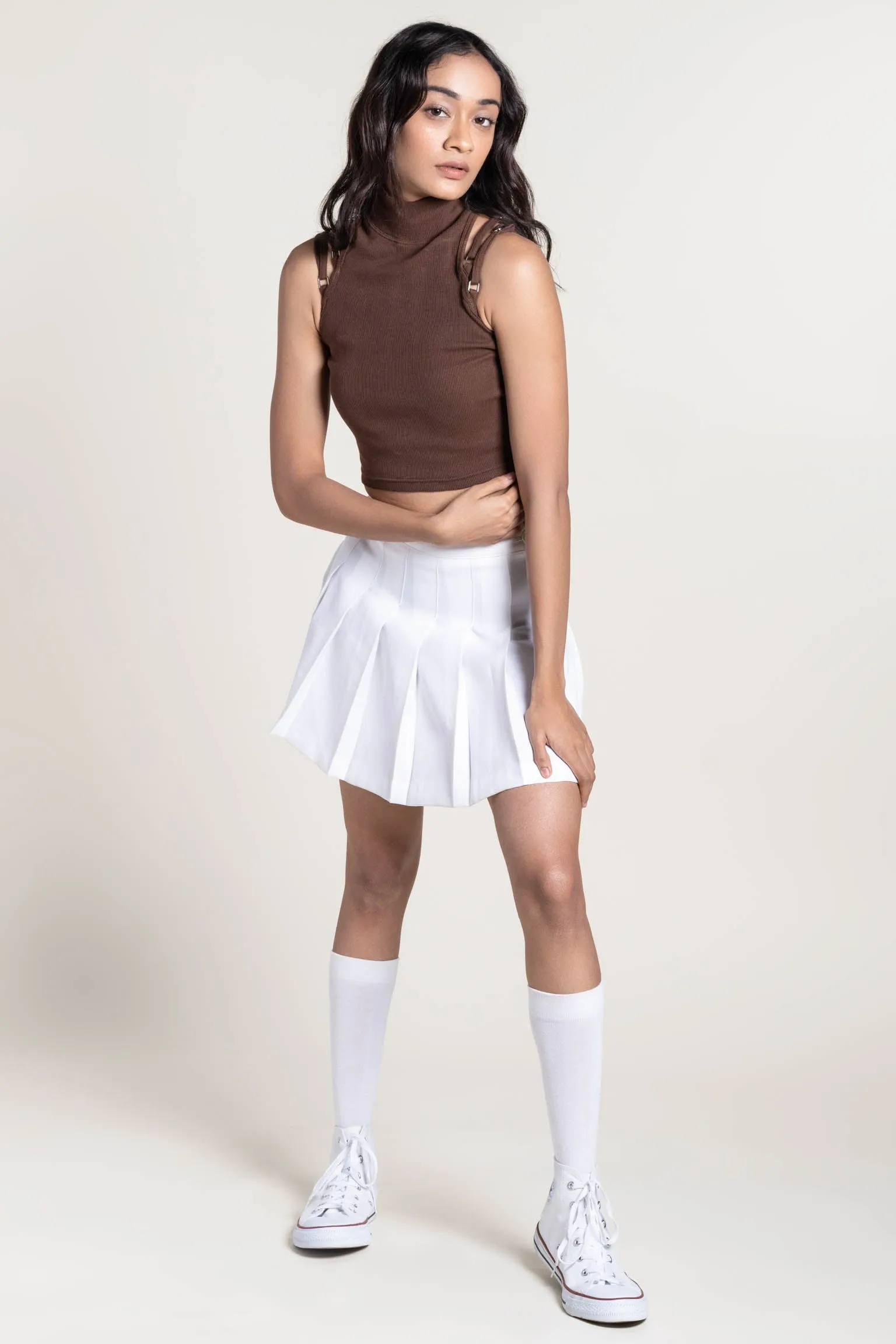 Mock neck rib top