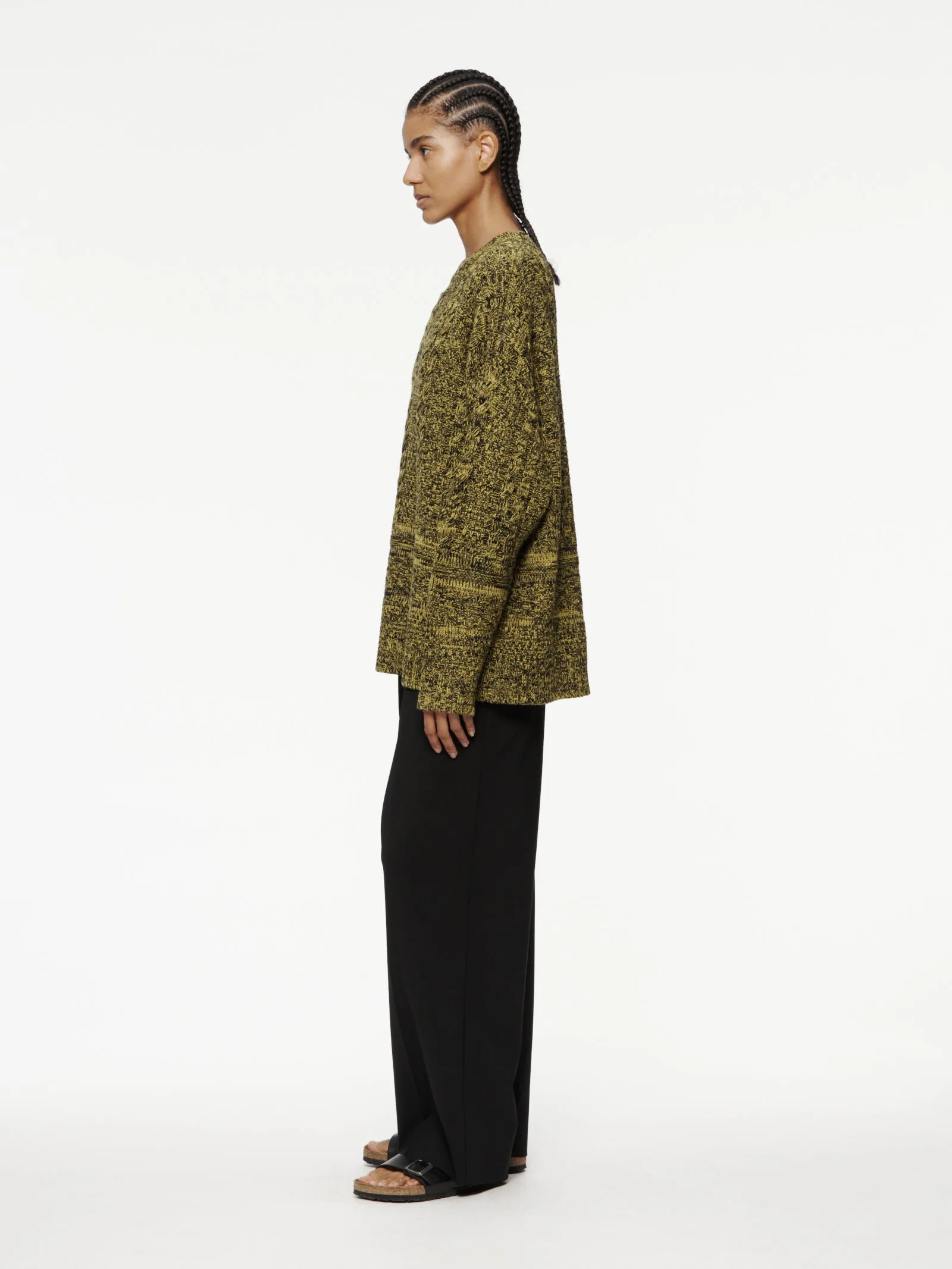 Off Gauge Cable Tunic in Chartreuse Marl