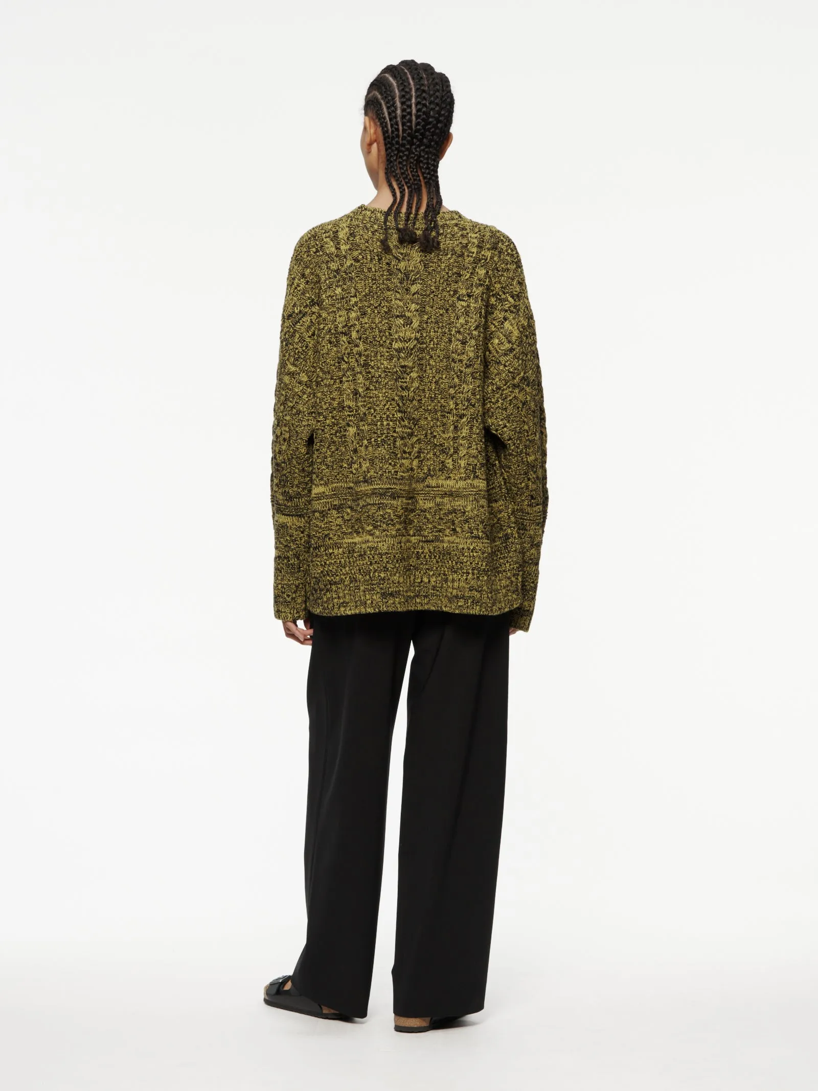 Off Gauge Cable Tunic in Chartreuse Marl