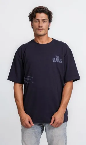 R204831 - Beatles Graphic Oversized T-Shirt  Navy Blue