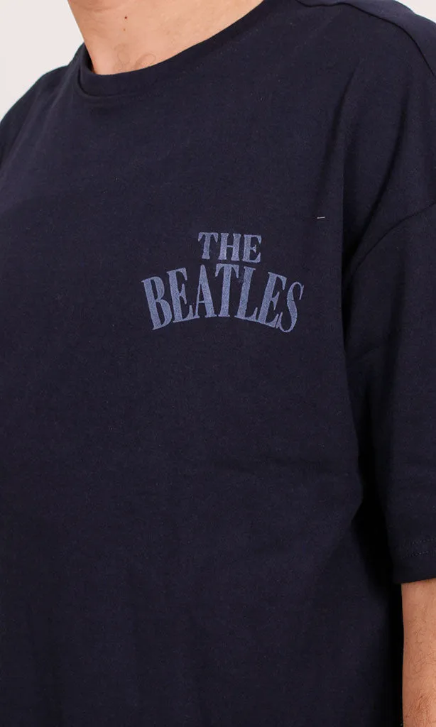 R204831 - Beatles Graphic Oversized T-Shirt  Navy Blue