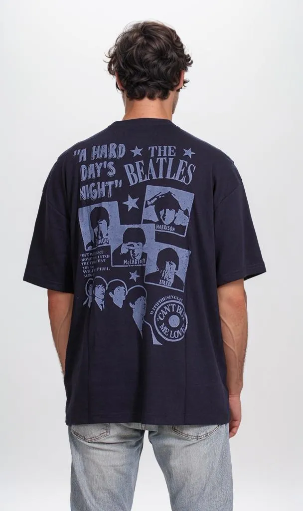 R204831 - Beatles Graphic Oversized T-Shirt  Navy Blue