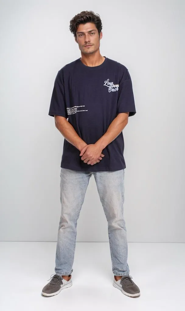 R204832 - Wave Reader Graphic T-Shirt  Navy Blue